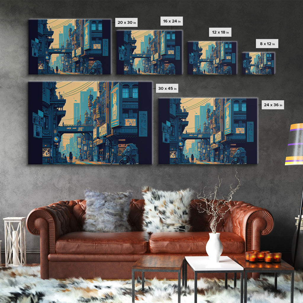 CYBER CITY PIXEL CANVAS ART
