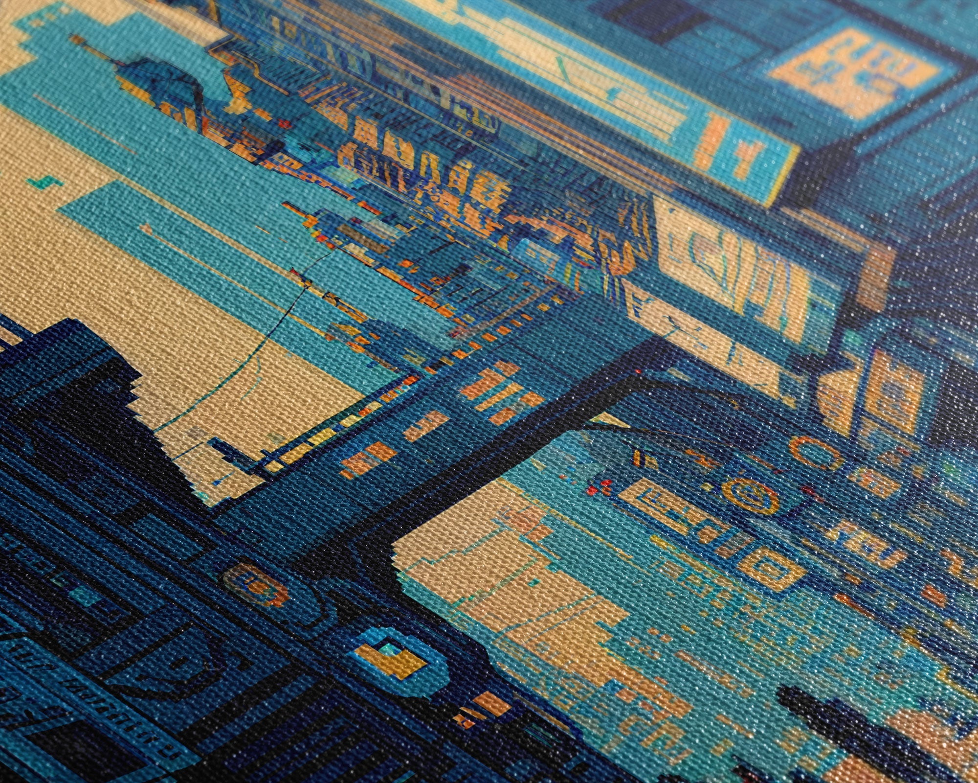 CYBER CITY PIXEL CANVAS ART