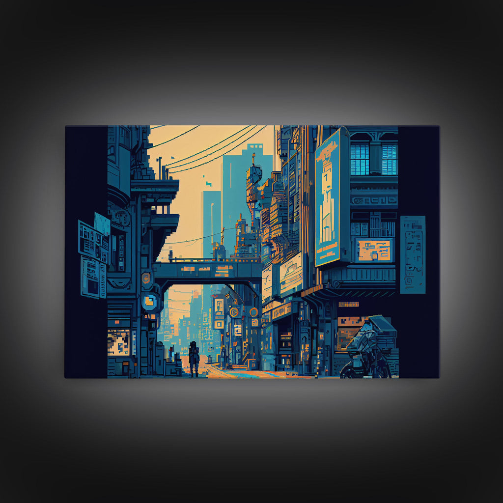CYBER CITY PIXEL CANVAS ART