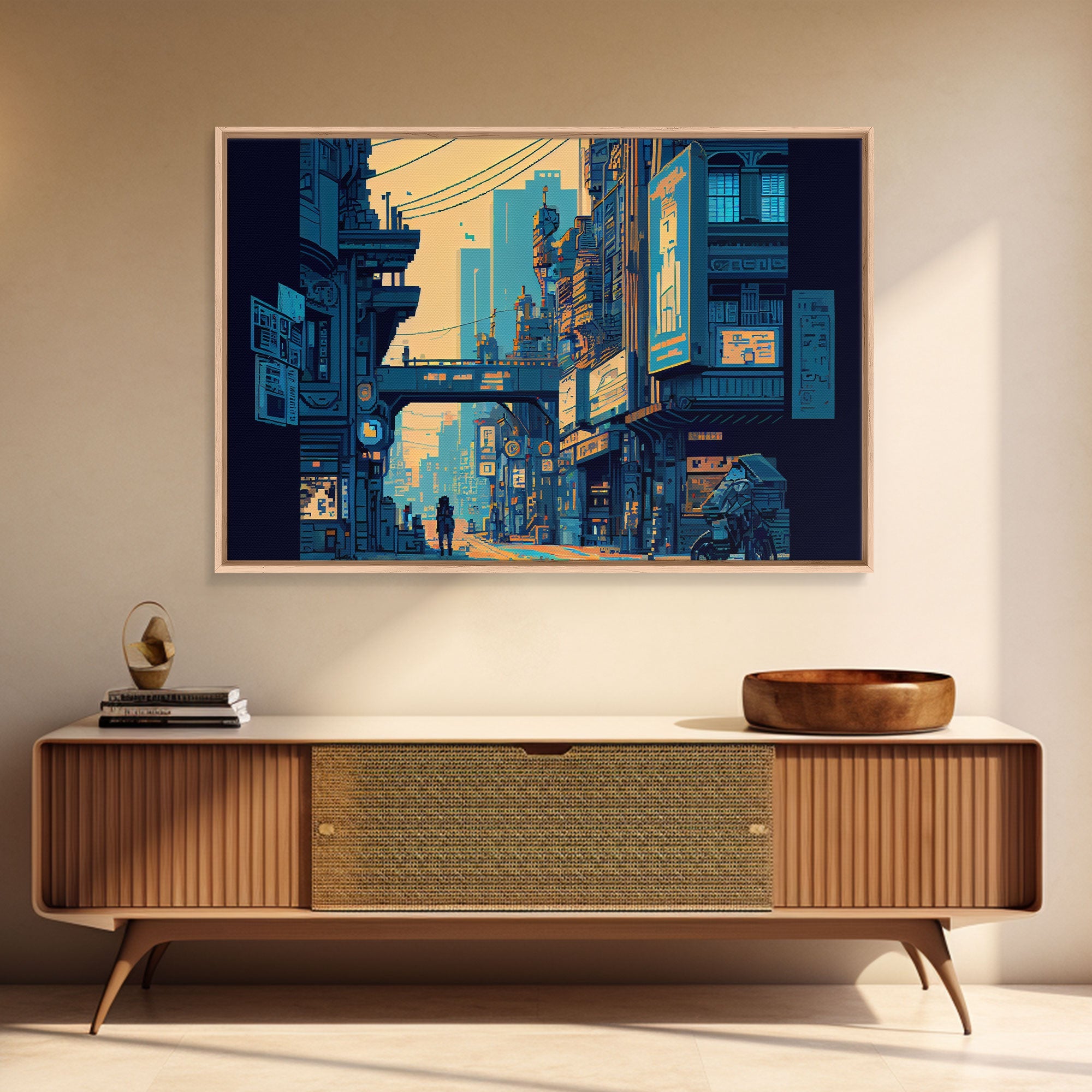 CYBER CITY PIXEL CANVAS ART