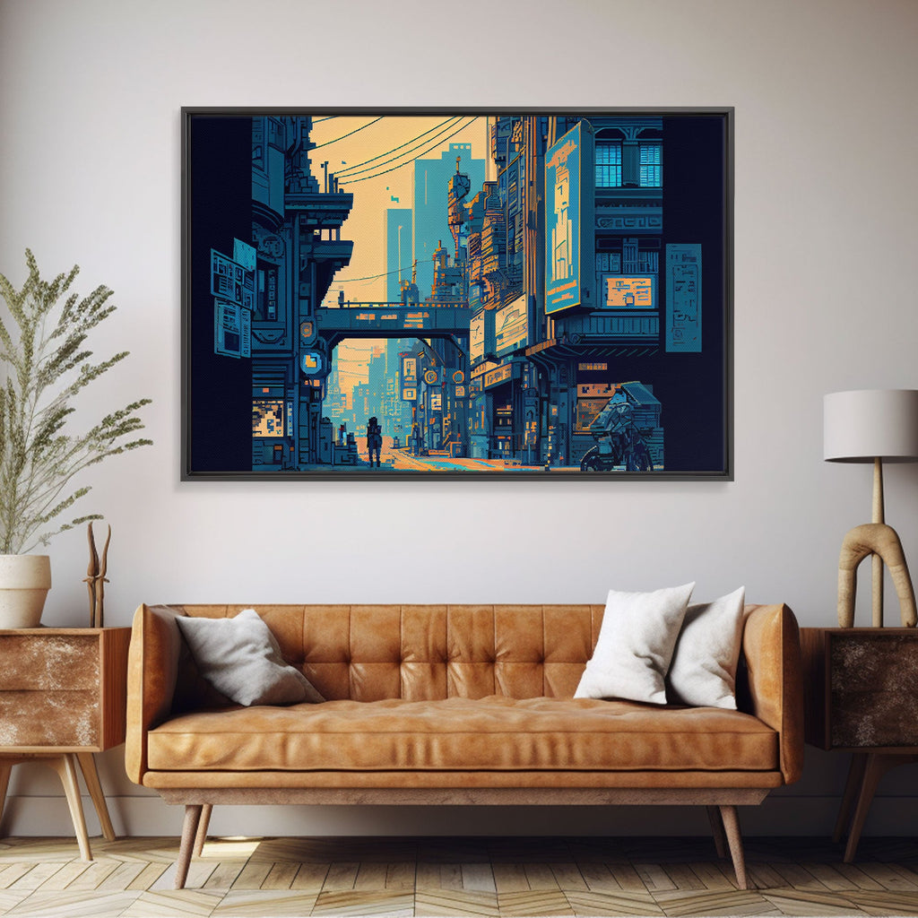 CYBER CITY PIXEL CANVAS ART