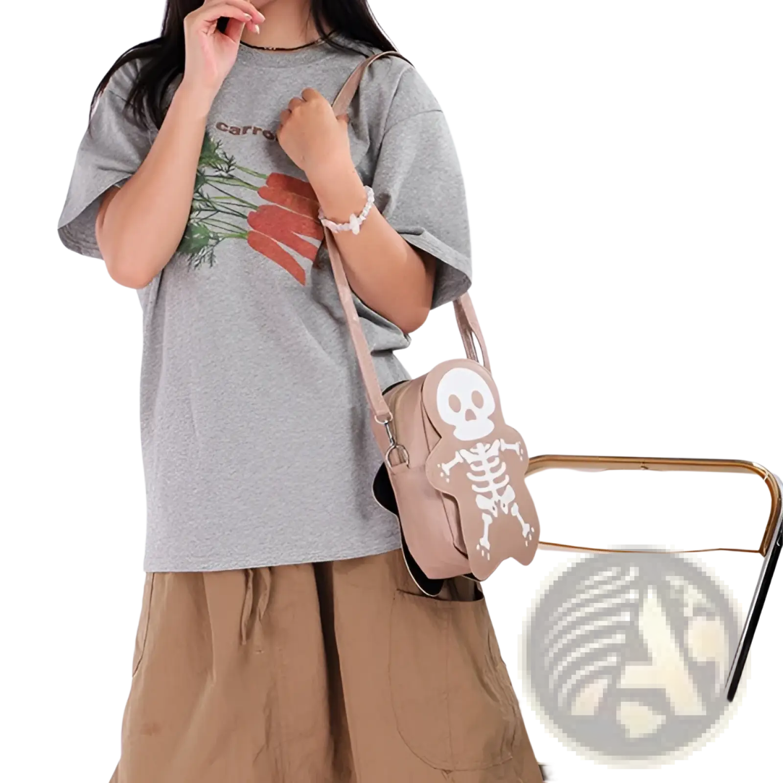 Y2k Skeleton Skull Crossbody Shoulder Bag